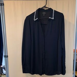Worthington Black Blouse with White Trim